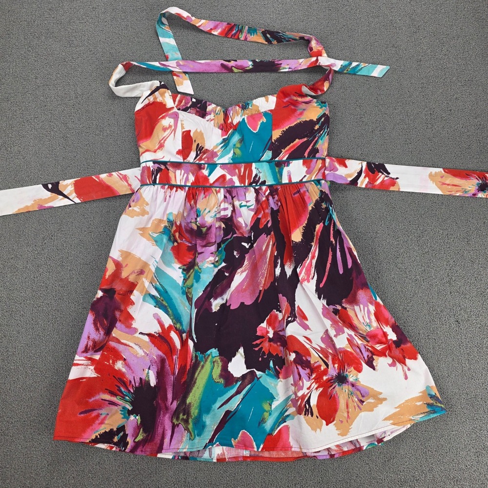 City Triangle Womens Floral Halter Fit and Flare Mini Dress Multicolor Size 9